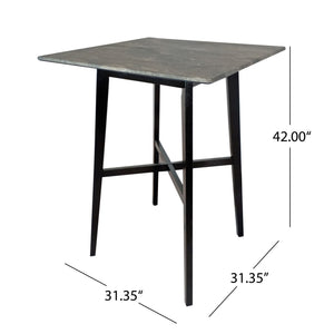 Modern Bar Height Dining Table, Rubberwood Legs and Laminate Table Top