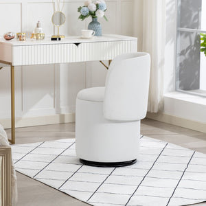 Barrel Chair With Built In Storage, 360° Swivel - Beige