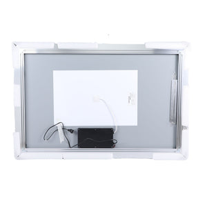 Modern LED Bathroom Vanity Mirror With Aluminum Frame, 45° Beveled Lights, Anti Fog - Silver