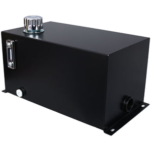 Heavy Duty Hydraulic Fluid Tank 10 Gal Steel Reservoir With Strainer, Gauge & Breather Cap For Tractors & Trucks - Black