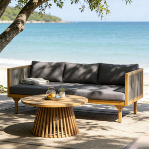 2-Piece Outdoor Patio Set: Sofa with Dark Grey Cushions