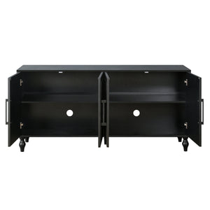 Carved Flower Door Large Storage Cabinet with Metal Handle