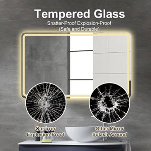 LED Bathroom Mirror Vanity Mirrors With Front Lights Wall Mounted Anti-Fog Frameless Make Up Mirror With Light Copper Free Silver Mirror Horizontal Or Vertical - Silver