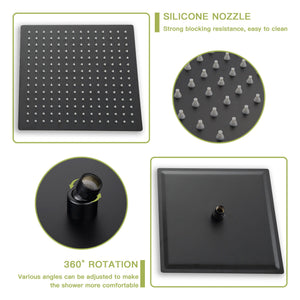 10" Square Dual Shower Head System Wall Mounted With Rough In Valve Modern Bathroom Fixture