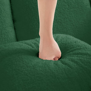ELYSEES Right Chaise Sofa W/Pillows Teddy Fabric - Green