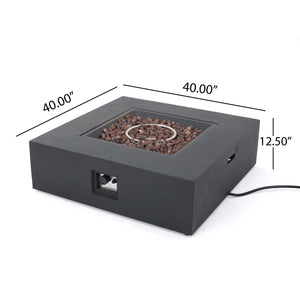 Outdoor 50000 BTU Propane Fire Pit, Dark Grey, with Tank Holder