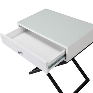 Koda - End Side Table Nightstand, Drawer And Cross Base