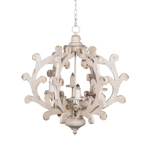 6 Light Chandelier, Hanging Light Fixture With Adjustable Chain For Kitchen, Bulb Not Included - White