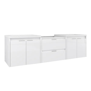 72" Bathroom Vanity With Resin Sink, Soft Close Doors, and 1-Side Cabinet