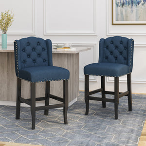 Vienna Fabric Tufted Counter Stool With Nailhead Accents (Set of 2)