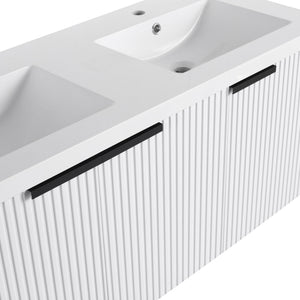 Contemporary Wall Mounted Bathroom Vanity With Resin Double Sink