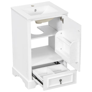 Bathroom Vanity With Sink, Soft Close Door, Adjustable U-Shaped Shelf