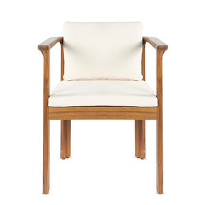 Outdoor Dining Chair Set of 2 with Curved Acacia Wood Arms