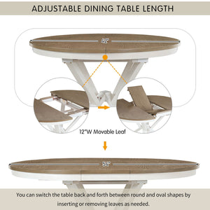 Dining Set With Extendable Round Table And 4 Upholstered Chairs