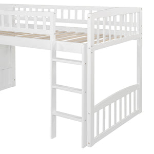 Loft Stairway Bed With 2 Drawers, Convertible Ladder And Slide