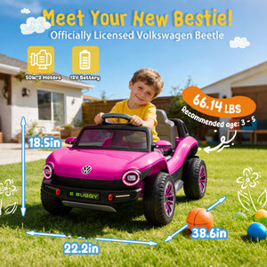 12V Licensed Volkswagen Beetle Kids Ride-On Electric Car