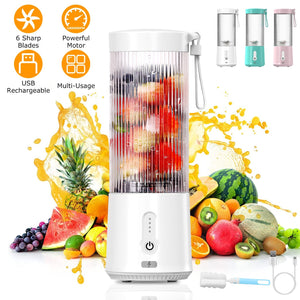 450ML/15.2OZ Portable Fruit Blender with 6 Blades Rechargeable Juice Cup for Shakes Smoothies Juice Personal Mini Fruit Mixer for Outdoor Gym Office