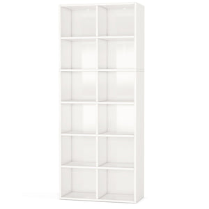 Narrow 12 Cube Bookcase With Closed Back For Living Room - White