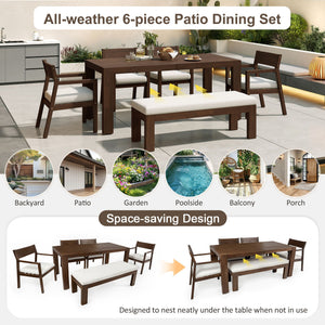 Outdoor Dining Set Rectangular Table With Umbrella Hole