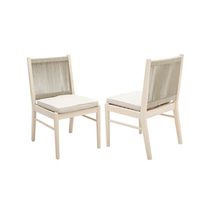 Cordoba Dining Chair Set of 2 - Comfortable Armless Chairs - Beige