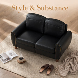 59" Classic Living Room Sofa Loveseat Faux Leather Couch