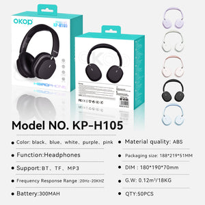 KP-H105 Best-Selling Over-Ear Bluetooth Headphones Sports-Ready Noise-Canceling Low-Latency Gaming Long Battery Life