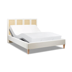 Toscana Queen Upholstered Cane Back Platform Bed