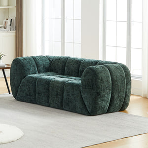 Quilted Cloud Sofa With Rounded Armrests And Piano Key Backrest Design