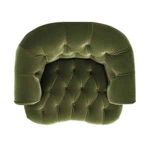 La Rosa Victorian Tufted Upholstered Accent Chair, Olive Green Performance Velvet
