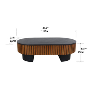 Elliptical Living Room Coffee Table With Hidden Storage And Removable Tabletop