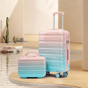 14"/20" 2-Pcs PC Spinner Wheel Carry On Luggage Set