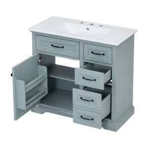 36" Bathroom Vanity with Ceramic Sink and Storage