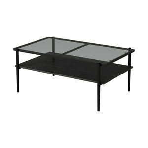 Rectangle Coffee Table With Tempered Glass Top And Legs, Modern Table For Living Room