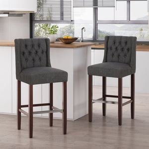 Solstara Upholstered Dining Barstool with Button Tufted and Wing Back