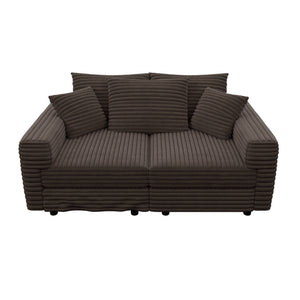 Deep Seat Convertible Sofa With Soft Pillows And Ottomans