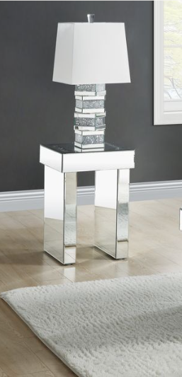 Noralie Mirrored & Faux Diamonds End Table