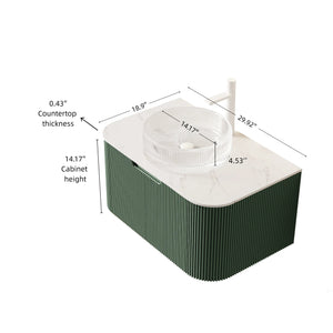 DINA 30" Bathroom Vanity with Floating Curved Edges and Crystal Glass Basin