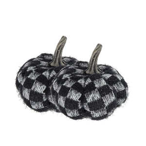 Set of 2 Fabric Black Pumpkins