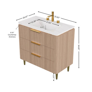 Amara 36'' Bathroom Vanity & Sink, Carrara