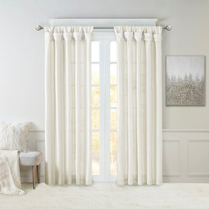 Twist Tab Lined Window Curtain Panel White 50x95