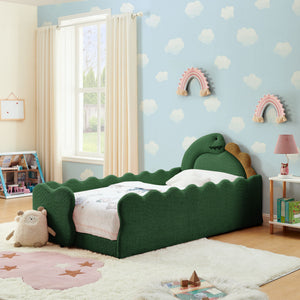 Cute Dinosaur Shaped Bed With Safety Guardrail, Toddler Frame