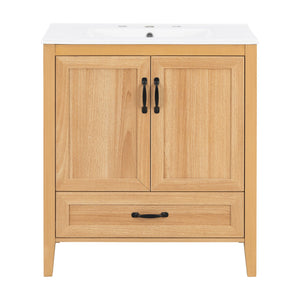 Elegant Fluted Bathroom Vanity With Sink, Soft Close Doors & Drawer