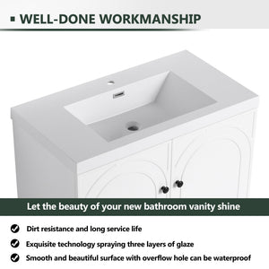 Contemporary Freestanding Bathroom Vanity With Resin Sink & Soft-Close Cabinet Doors
