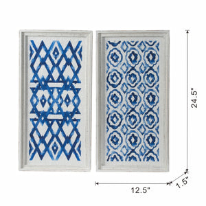 Hanging Sculptures, Modern Wall Art Decor (Set of 2) - White / Blue