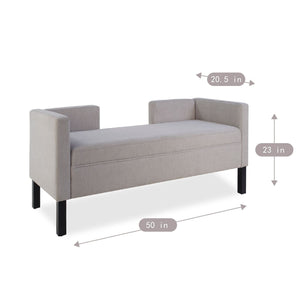 Upholstered Ottoman With 2 Bolster Pillows For Living Room - Gray