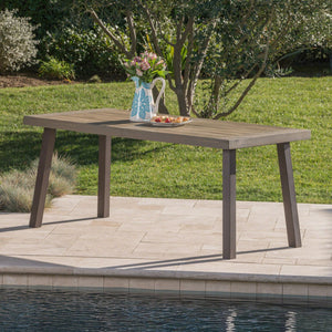 Acacia Wood Dining Table with Slat Design