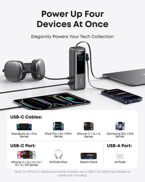 Anker Laptop Power Bank (25K, 165W, Built-In and Retractable Cables)