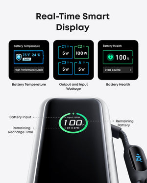 Anker Laptop Power Bank (25K, 165W, Built-In and Retractable Cables)