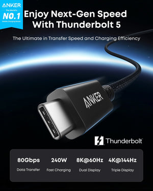 Anker Prime Thunderbolt 5 Cable (3.3 ft/1.7 ft, 80 Gbps, 240W) - TRAPSKI