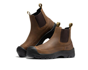 ROCKROOSTER Woodland Brown 6 inch Composite Toe Pull-on Leather Work Boots AK664